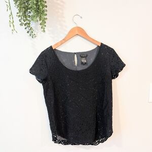 Talula Black Flutter Sleeve Sequin Blouse